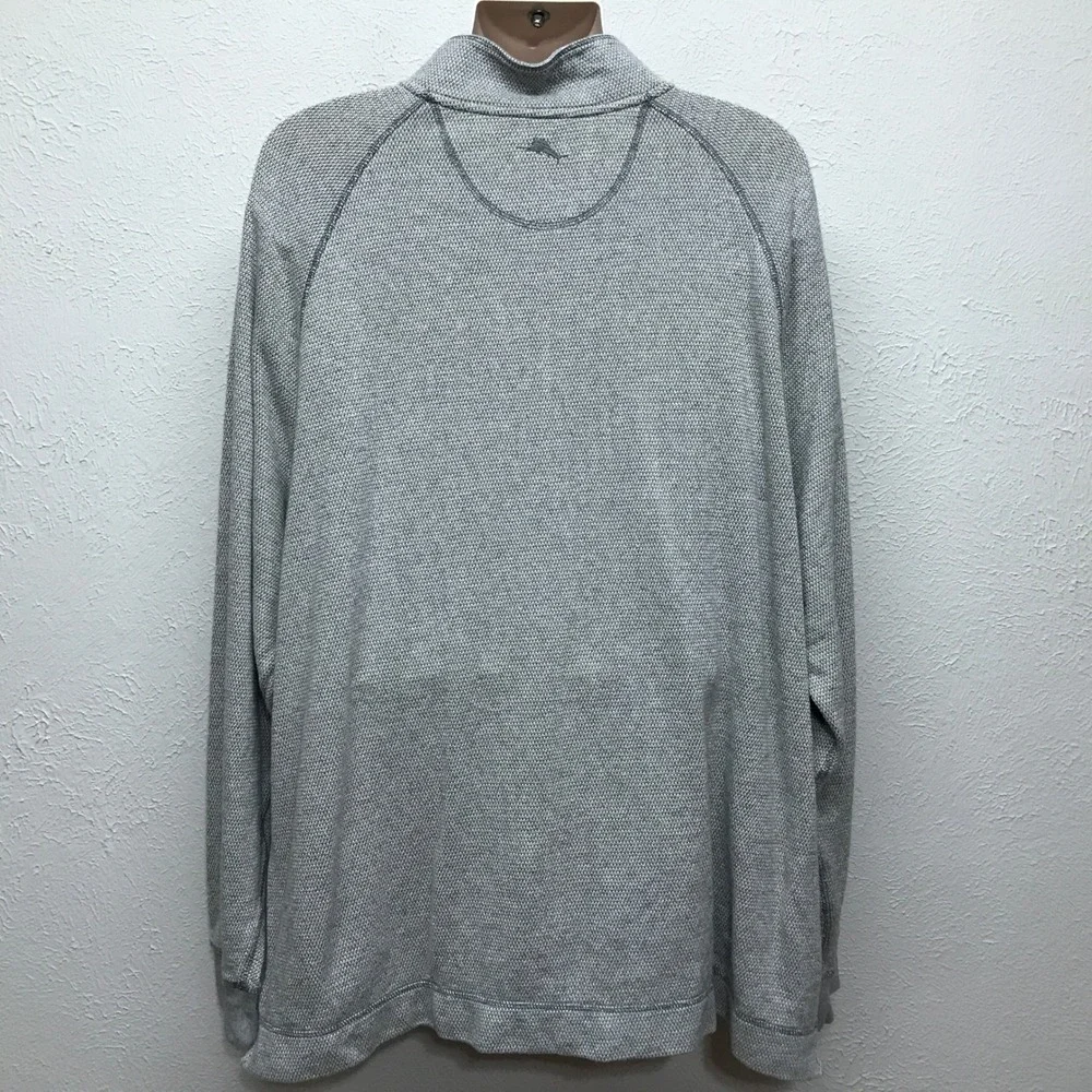 Tommy Bahama Cedar Springs Sweater Mens 3XL Gray Waffle Knit Snap Mock Marlin